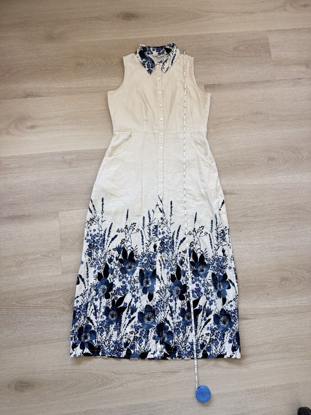 Linen Cotton Floral Midi Shirt Dress AND Anita Dongre Anthro Pockets Sz 2 UK 10 - Picture 8 of 12